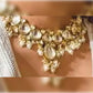 Jewel City Classic Gold-Plated Polki Choker Necklace with Pearl Clusters - Elegant Traditional Wedding Jewelry" | Swadesiicart