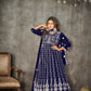 Jyoti Fashion Women's Blue Net Embroidered Anarkali Kurta Pant Set With Dupatta | Swadesiicart