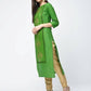 Aniyah Cotton Block Printed Green Color Straight Kurta (AN-129K) - Swadesiicart