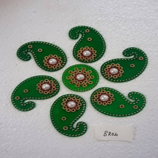 Kundan HandiKrafts Handcrafted Dark Green Colour Kundan Rangoli - Aahana - The Bliss Store