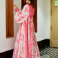 Jyoti Fashion Women's Pink Heavy Digital Printed Cotton Silk Anarkali Dress | Swadesiicart
