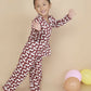 Breathables Kids Cotton Night Suit – Maroon Cat Print Shirt & Pyjama Co-Ord Set For Boys & Girls