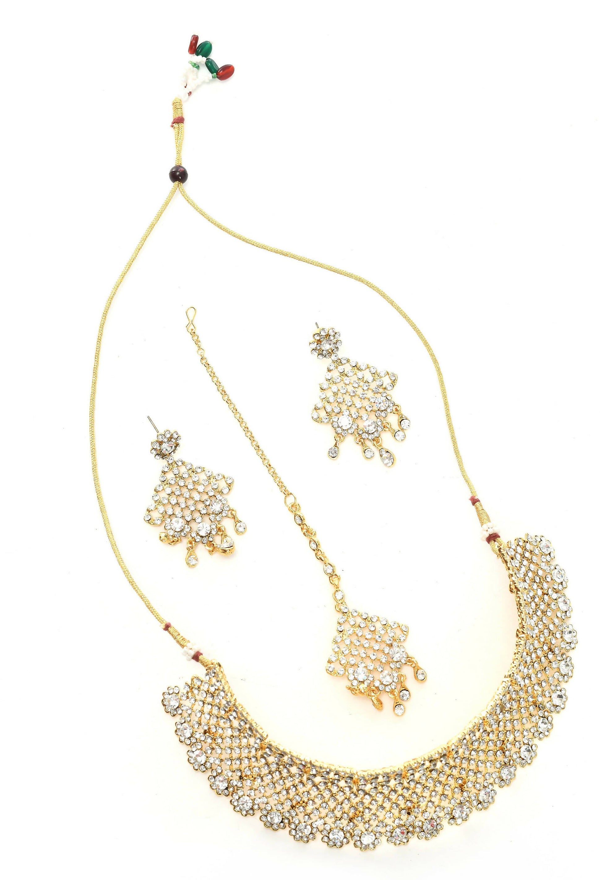 Mominos Fashion Johar Kamal Traditional Rajwadi Design Heavy Golden Colour Necklace Set - Swadesiicart