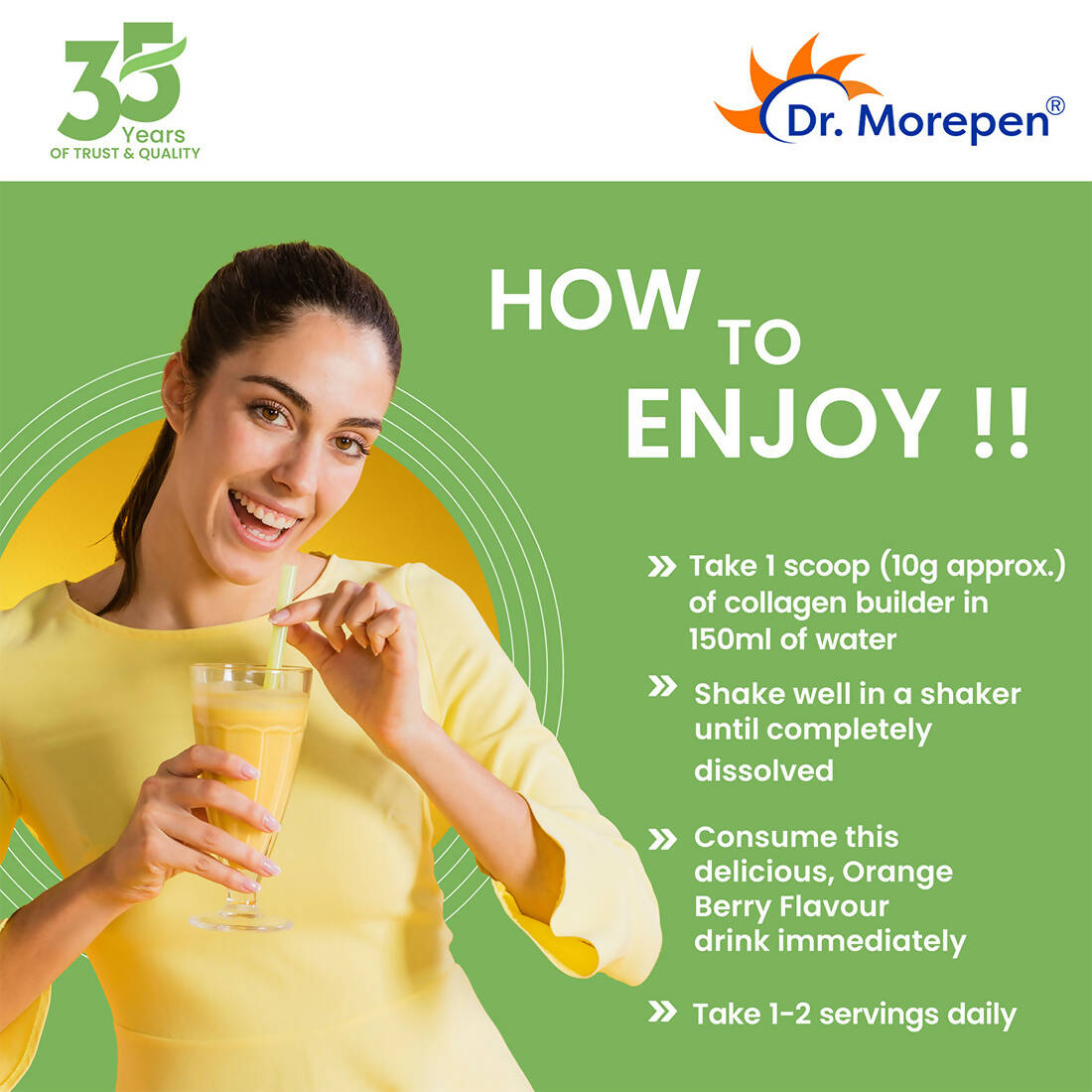 Dr. Morepen Biotin+ Advanced Tablets and Natural Collagen Builder, Orange Berry Flavour Combo - Swadesiicart