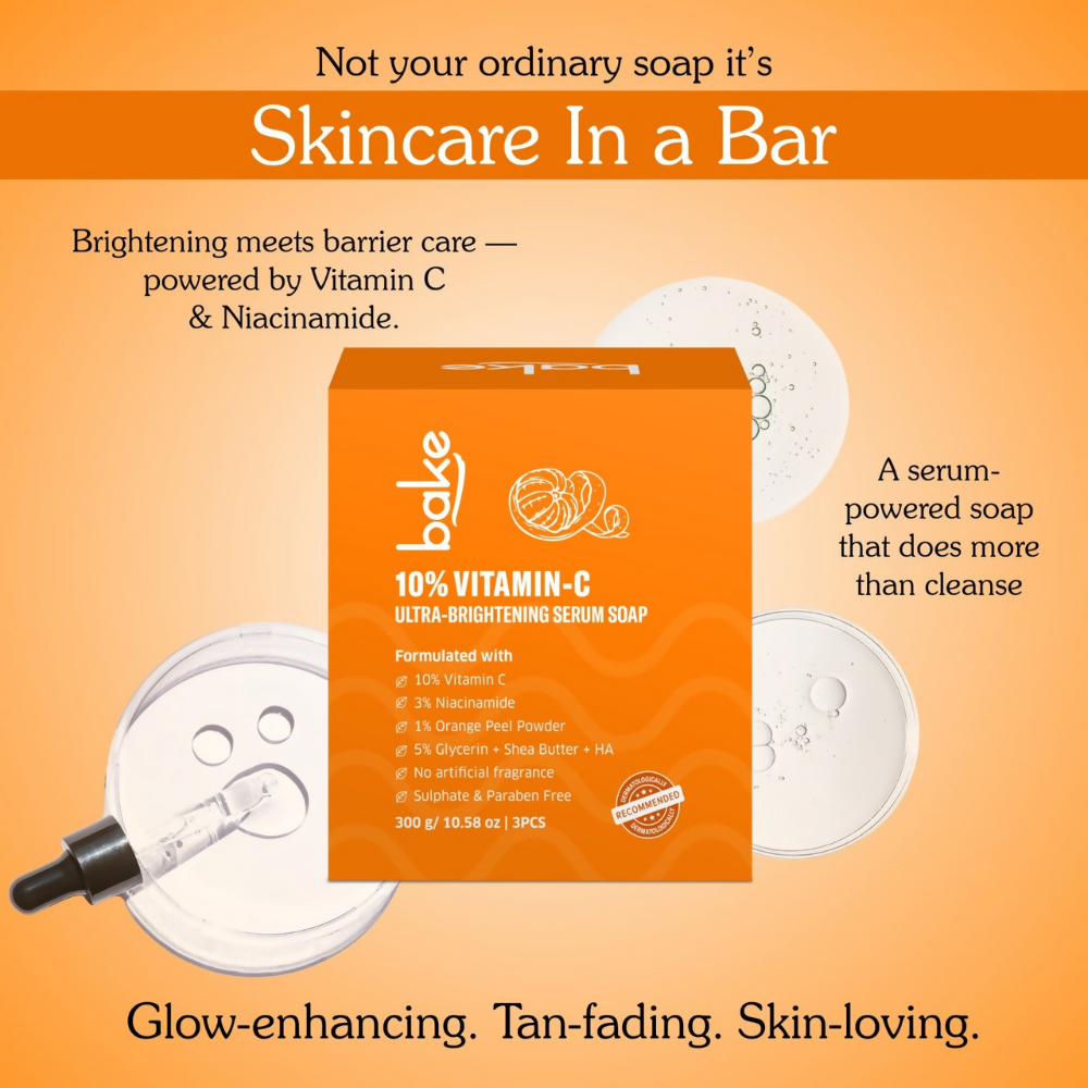 Bake 10% Vitamin C Ultra Brightening Serum Soap | Swadesiicart