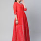 Ahalyaa Women Red Chanderi Khari Printed Dress | Swadesiicart