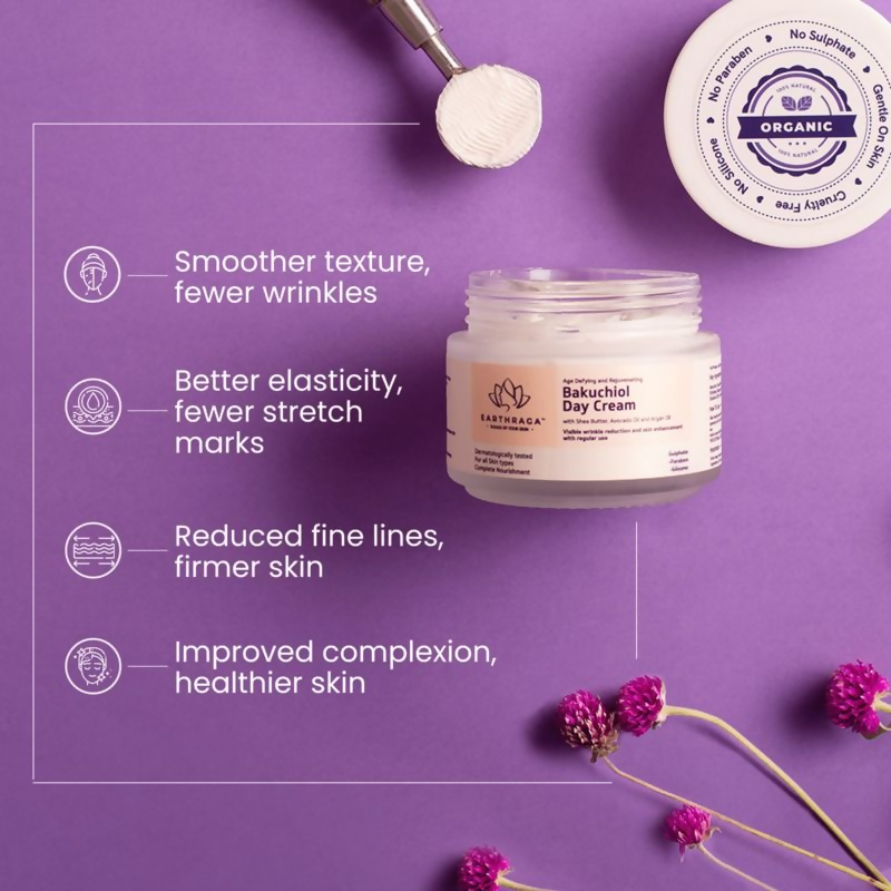 Earthraga Age Defying and Rejuvenating Bakuchiol Day Cream | Swadesiicart