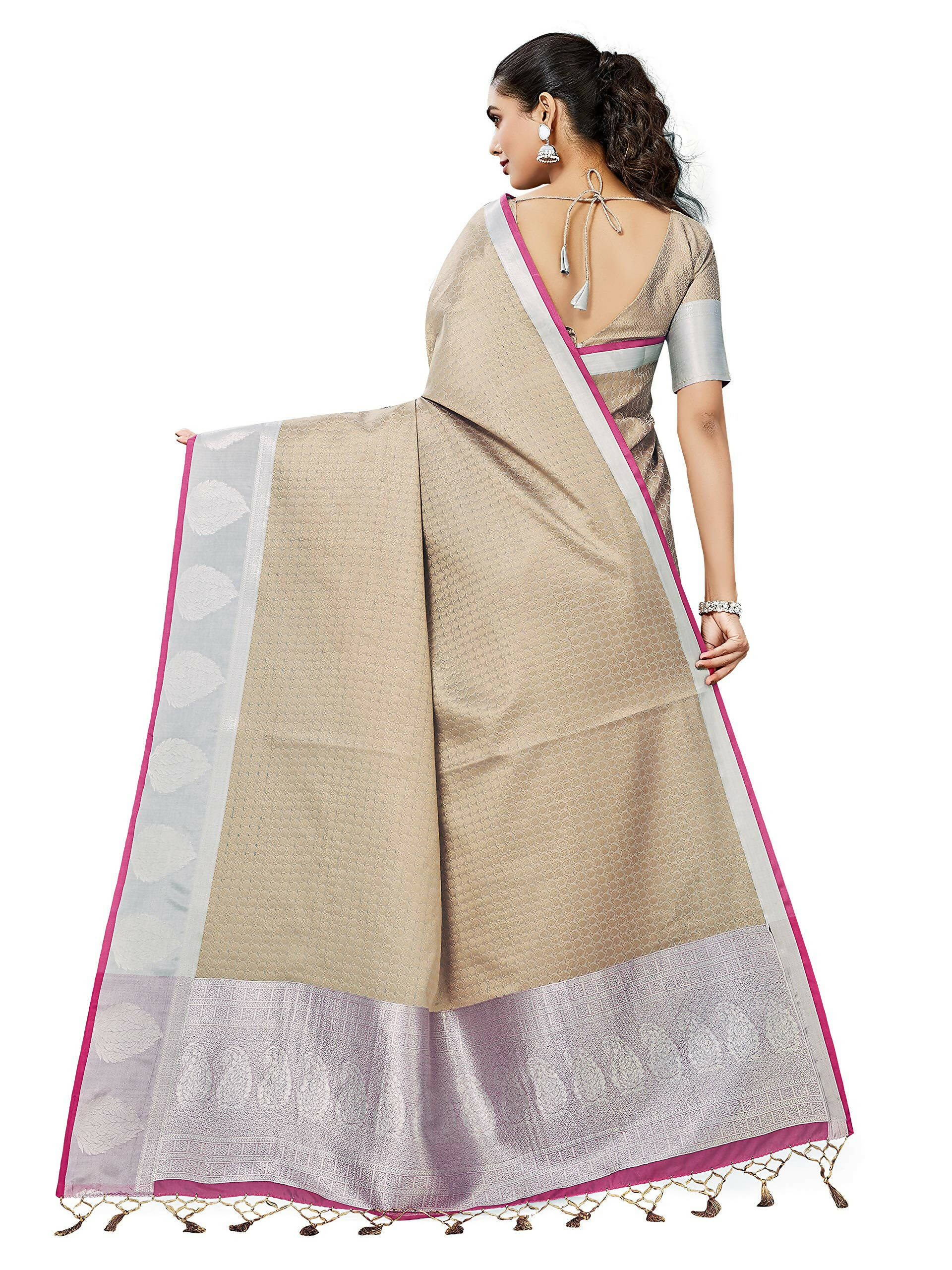 Mimosa Women's Banarasi Art Silk Brown Saree | Swadesiicart