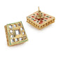 Gold-Toned White Kundan Square Shaped Gold-Polished Studs Earrings - Ruby Raang | Swadesiicart