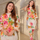 NOZ2TOZ Floral Printed Knee Length Madrian Collar Neck Rayon Co-Ords Set For Women - White - Swadesiicart