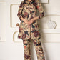 NOZ2TOZ Women Floral Printed Knee Length V Neck Rayon Co-Ords Set - Beige - Swadesiicart