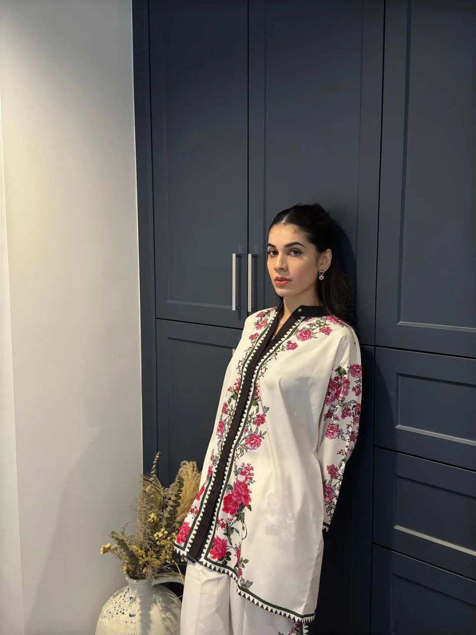 NOZ2TOZ Women's Floral Printed Above Knee Length Co-Ords Set - White - Swadesiicart
