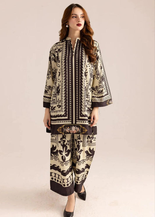 NOZ2TOZ Women Printed Above Knee Length V Neck Co-Ords Set - Black - Swadesiicart