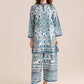 NOZ2TOZ Floral Printed V Neck Long Sleeves Co-Ords Set For Women - Blue - Swadesiicart