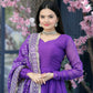 Jyoti Fashion Women's Purple Tabby Silk Designer Kurta with Trouser & Dupatta | Swadesiicart