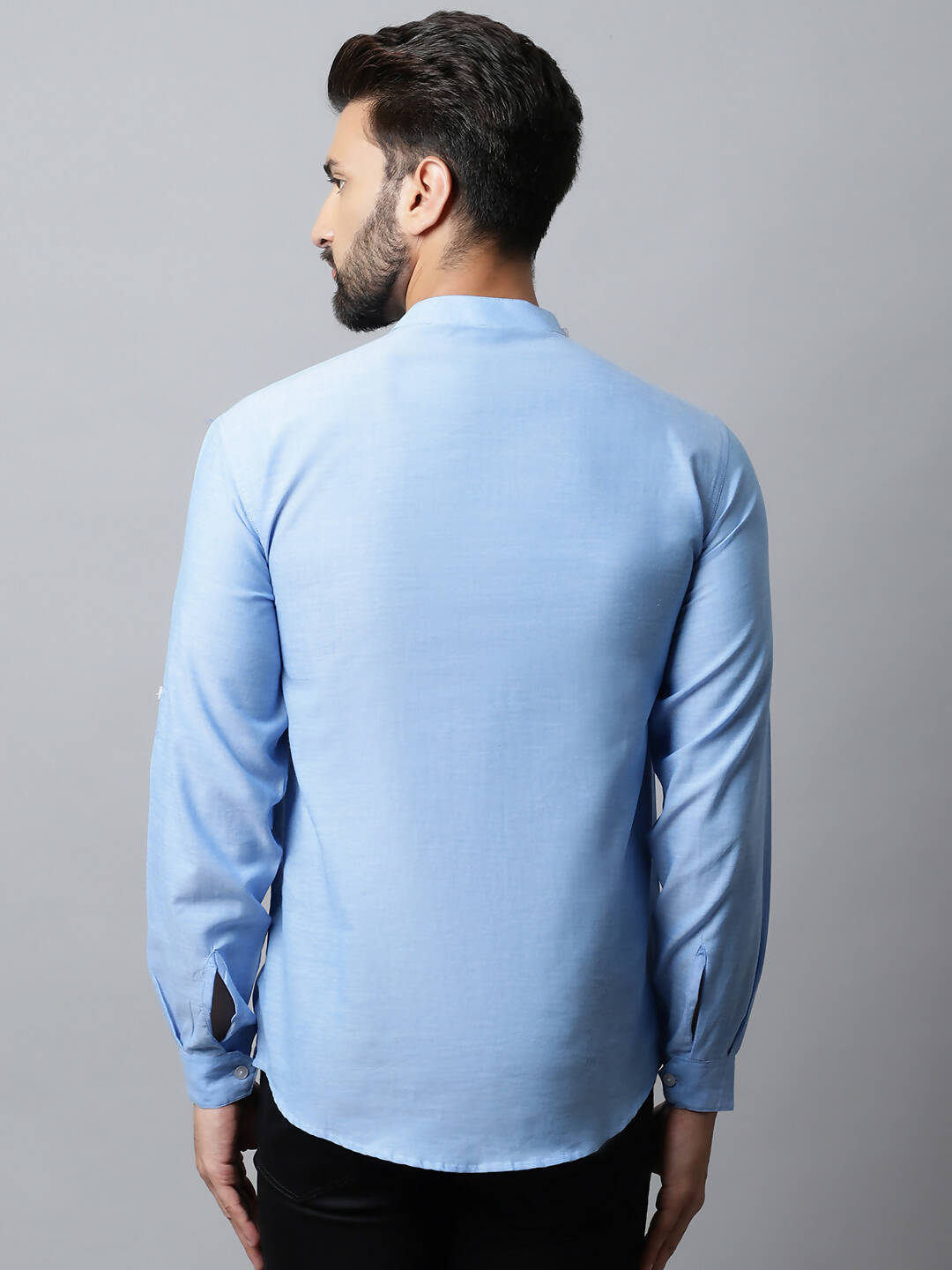 Even Apparels sky Blue Color Pure Cotton Men's Kurta With Side Placket (MMS503) | Swadesiicart