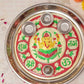 Tied Ribbons Red & Green Printed Pooja Thali With Attached Incense Diya Tilak Holder | Swadesiicart