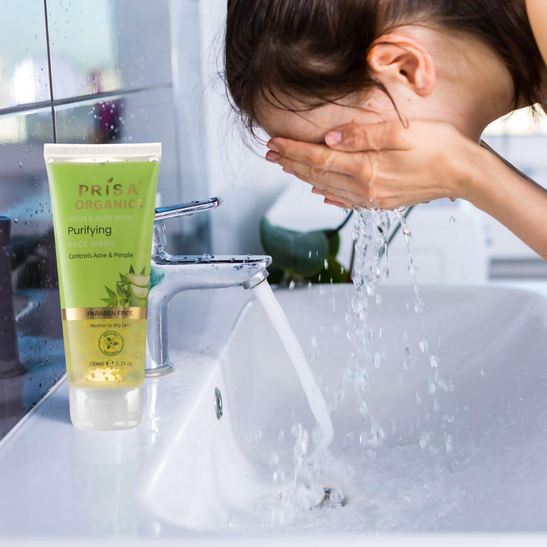 Prisa Organics Neem & Aloe Vera Purifying Face Wash - Swadesiicart