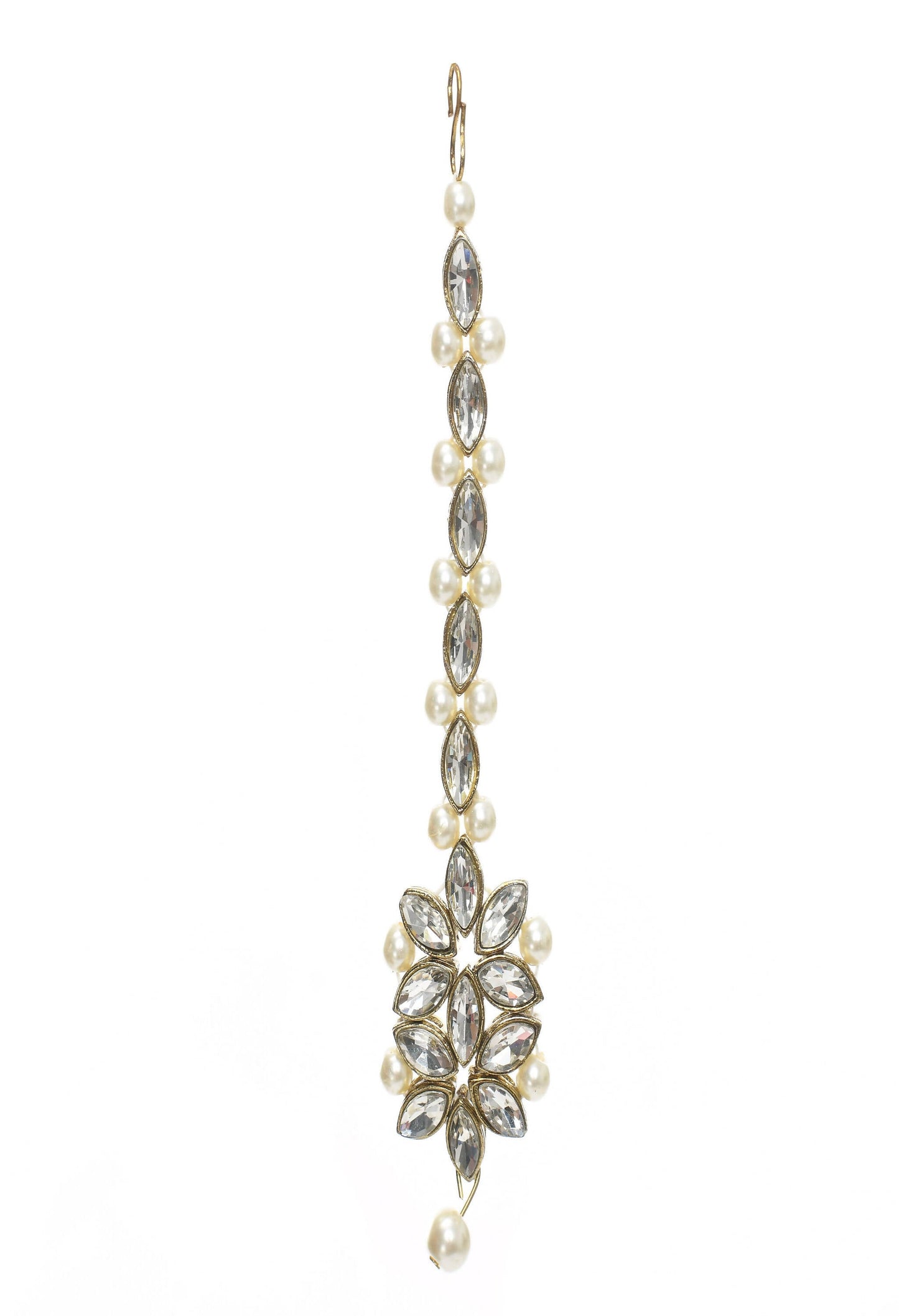 Mominos Fashion Johar Kamal Gold-Polished Brass Finish Kundan/Pearls Choker For Women (White) | Swadesiicart