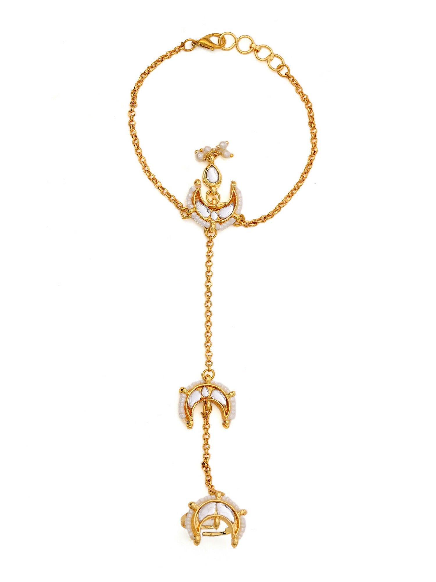 Ruby Raang Gold Chand Kundan Haath Phool | Swadesiicart