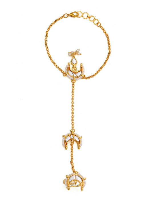 Ruby Raang Gold Chand Kundan Haath Phool | Swadesiicart