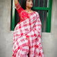 Exclusive Collection Beautiful Check Red Pure Cotton Woven Handloom Saree With Running Blouse Piece - Swadesiicart