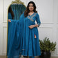 The52 Petrol Women's Beautiful Parampara Fabric Embroidered Work Flared Kurta Pant and Dupatta Set - Swadesiicart