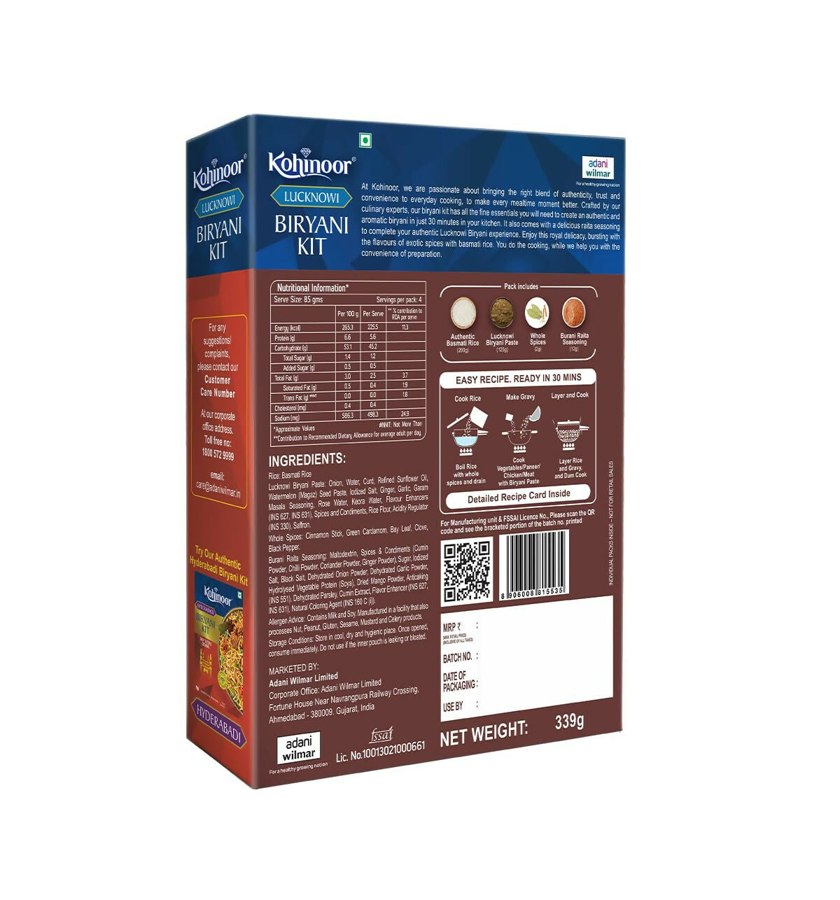 Kohinoor Authentic Lucknowi Basmati Biryani Kit - Swadesiicart