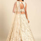 House of Panchhi Cream Net Sequins and Zarkan embroidery Lehenga choli & Dupatta | Swadesiicart