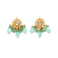 Mint Stone Kundan Earrings (Gold) - Ruby Raang - Swadesiicart