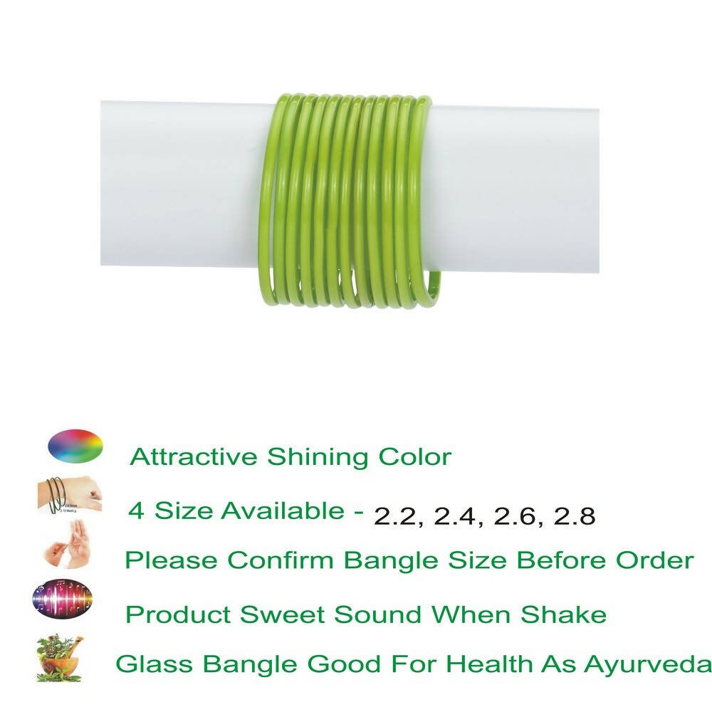 Afast Shining Green Glass Party, Wedding, Daily Use Bangle Set, Pack Of 12 - Swadesiicart