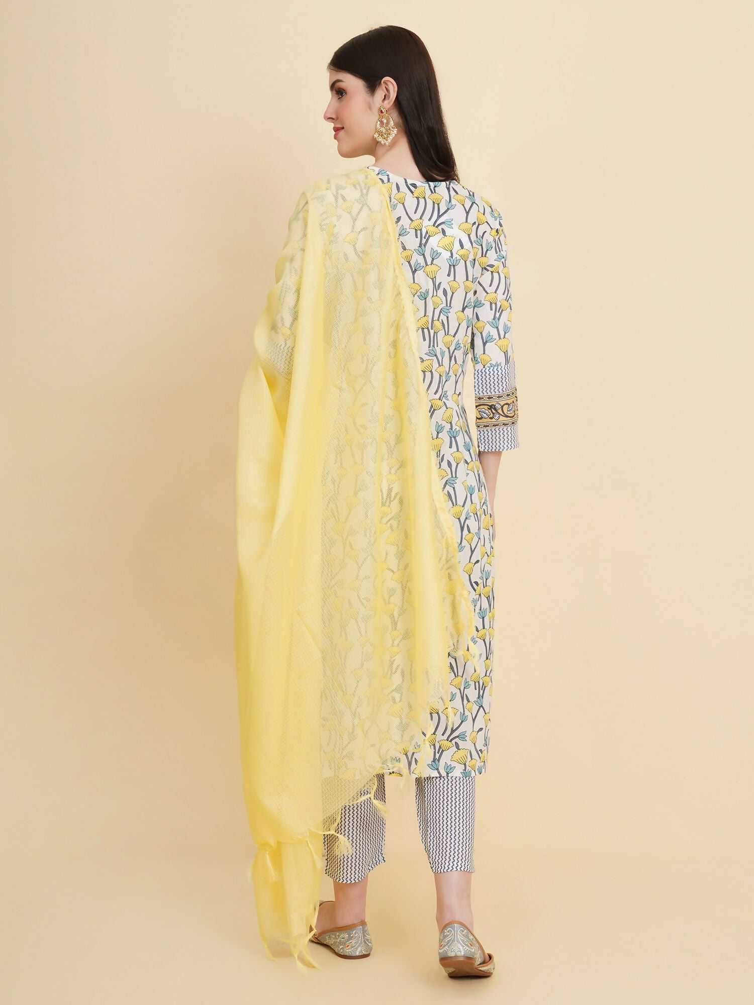 Designer Stylish White cotton Stitched Suit With Dupatta - Tanisha | Swadesiicart