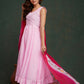 Aayaa Viscose Organza Dyeable Hand Painted Suit - Light Pink