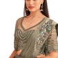 Green Satin Embroidered Ready To Wear Saree With Unstitched Blouse Piece - Nandika | Swadesiicart