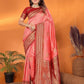 Joban Fashion Banarasi Peach Small Butti Soft Silk Saree | Swadesiicart