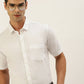Ramraj Cotton Mens Half Sleeve Formal 100% Cotton White Shirt | Swadesiicart