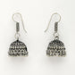 NVR Women's Silver-Toned Floral Shape Oxidized Necklace with Jhumka Earrings - Swadesiicart