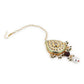 Gold-Polished White Green Kundan-Studded Pearl Beaded Maang Tikka - Ruby Raang | Swadesiicart