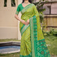 Anaita L Green Silk Saree With Blouse Piece