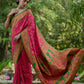 Vishnu Weaves Women's Pink Pashmina Silk Thread Woven Saree with Blouse - Swadesiicart