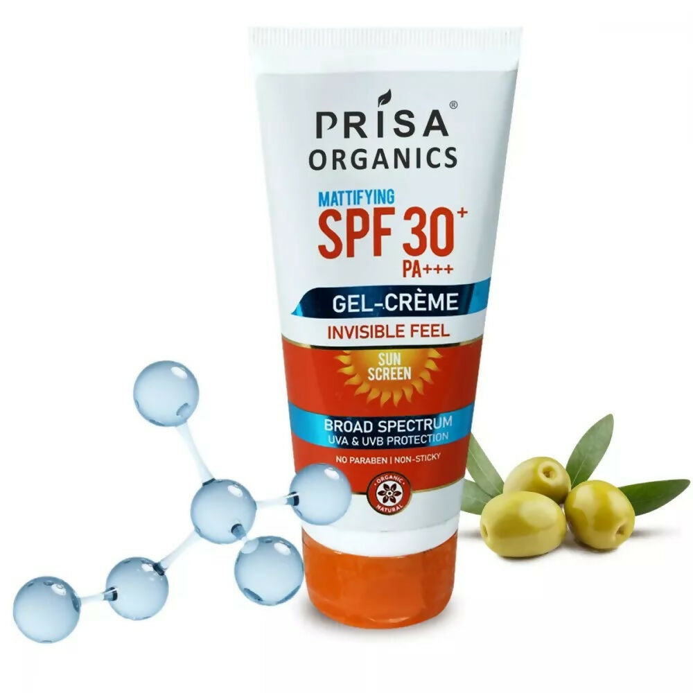 Prisa Organics Mattifying Sun Screen SPF 30 PA+++ Invisible Feel Gel Cream - Swadesiicart
