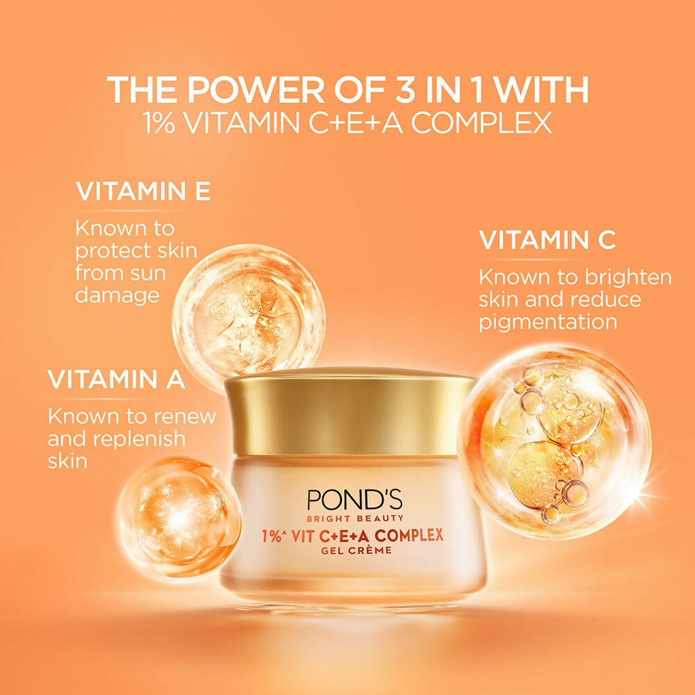 Ponds Bright Beauty 1% Vit C+E+A Gel Crème - Swadesiicart