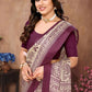 Aafreen Partywear Designer Purple Khadi Fancy Saree