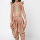 Lil Drama Golden Weaves Beige Crop Top With Dhoti Co-Ordinate Set - Swadesiicart