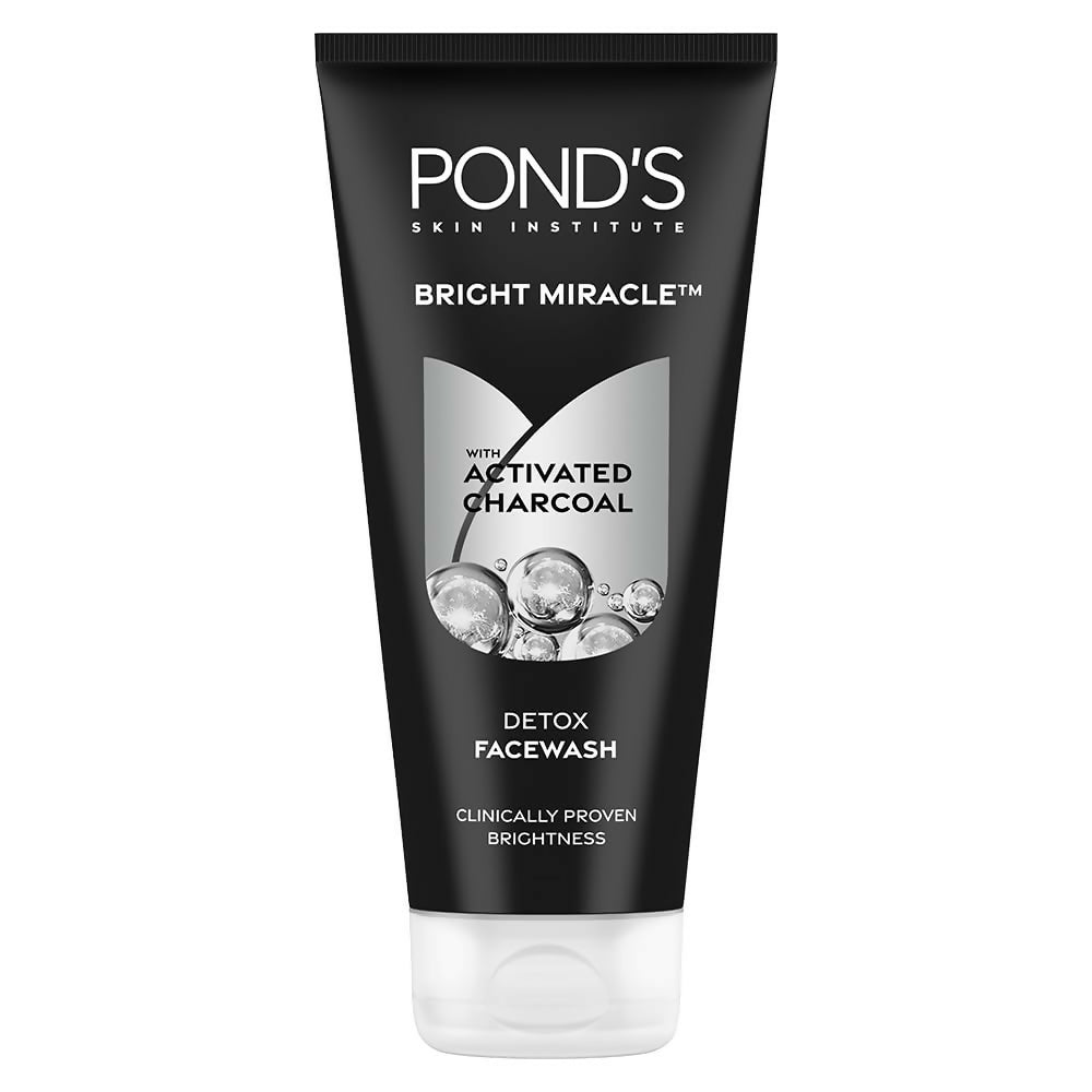 Ponds Bright Miracle Detox Facewash 10X Power of Activated Charcoal For Deep Cleaned Skin, Reveals Glow | Swadesiicart