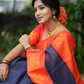 DEIANA'S Beautiful Designer Golden zari Soft Lichi Silk Saree - Purple - Swadesiicart