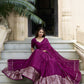 Lorenvalley Wine Pure Chanderi Plain With Zari Weaving Work Border Lehenga Choli | Swadesiicart