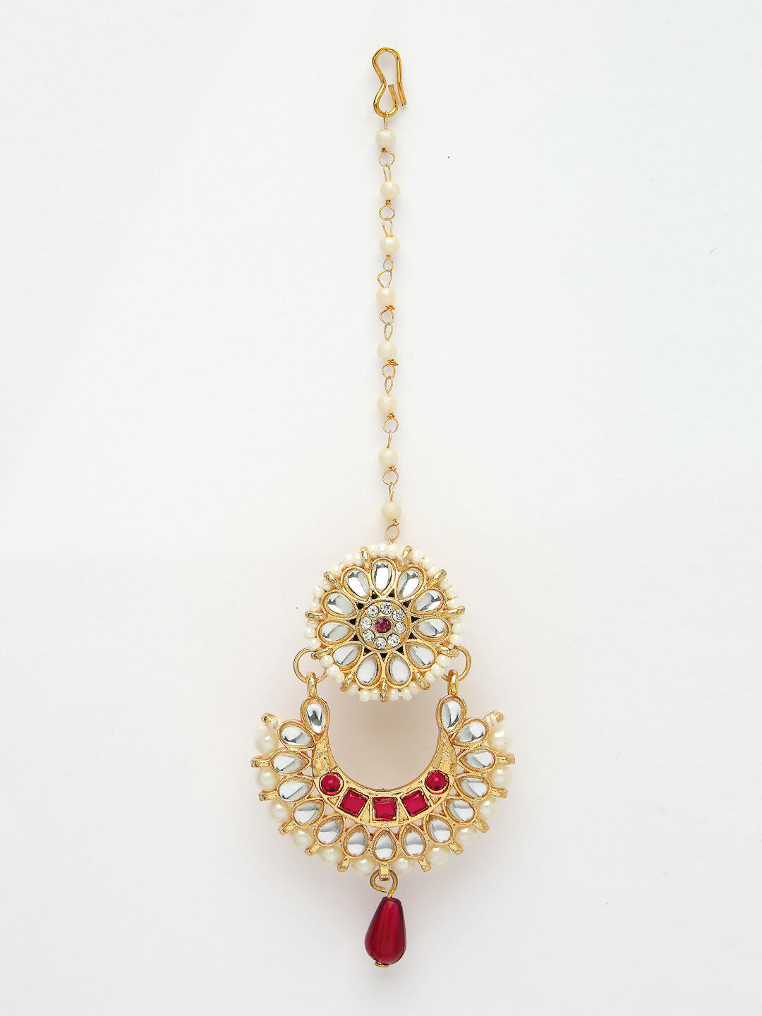 NVR Women's Gold-Polished CZ Stone-Studded Maang Tikka - Swadesiicart