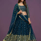 Blue Georgette Embroidery Sequence Work Lehenga Choli Set - Jihu Culture