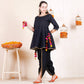 Cheera Black Dhoti Peplum Top Set With Multicolour Tassels (CH125KD) - Swadesiicart